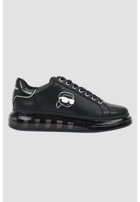 Karl Lagerfeld - KARL LAGERFELD Czarne męskie sneakersy skórzane Kapri Kushion NFT. Okazja: na co dzień. Kolor: czarny. Materiał: skóra