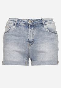 Born2be - Niebieskie Jeansowe Szorty Push-Up z Wysokim Stanem Zinebea. Okazja: na co dzień. Stan: podwyższony. Kolor: niebieski. Materiał: jeans. Styl: casual, elegancki #6
