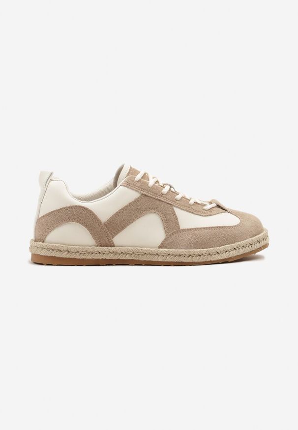 Born2be - Ciemnobeżowe Sneakersy w Stylu Klasycznych Tenisówek z Plecioną Podeszwą Fevanelle. Okazja: na co dzień. Kolor: beżowy. Materiał: jeans