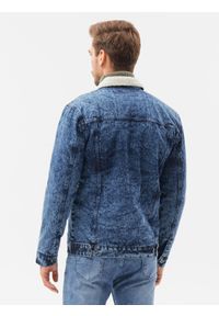Ombre Clothing - Kurtka męska jeansowa typu sherpa C523 - indygo - XXL. Materiał: jeans. Styl: klasyczny #6