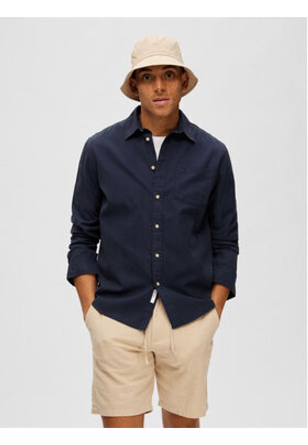 Selected Homme Koszula Pastel 16087722 Granatowy Regular Fit. Kolor: niebieski. Materiał: lyocell