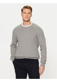 TOMMY HILFIGER - Tommy Hilfiger Sweter MW0MW37400 Szary Slim Fit. Kolor: szary. Materiał: bawełna