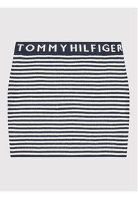 TOMMY HILFIGER - Tommy Hilfiger Spódnica Branded Rib KG0KG06764 M Granatowy Slim Fit. Kolor: niebieski. Materiał: wiskoza