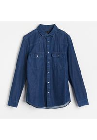 Reserved - Jeansowa koszula regular fit - Granatowy. Kolor: niebieski. Materiał: jeans #1