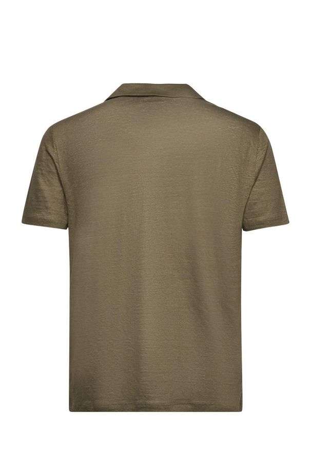 GANT - Koszulka polo męska Gant Linen Ss Polo. Typ kołnierza: polo. Kolor: zielony. Materiał: len