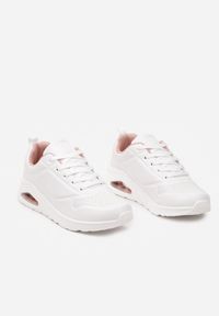 Born2be - Biało-Różowe Sneakersy przed Kostkę z Podeszwą Air i Perforacją Eloesie. Wysokość cholewki: przed kostkę. Kolor: biały. Materiał: jeans. Obcas: na płaskiej podeszwie #5