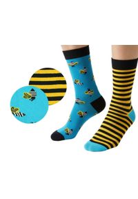 His Story - Skarpetki Bawełniane - Tematyczne - Asymetryczne w Pszczoły. Kolor: wielokolorowy. Materiał: elastan, bawełna, poliamid #3