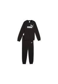 Puma - Młodzieżowy dres Essentials z logo No. 1 z bluzą PUMA Black. Kolor: czarny. Materiał: dresówka. Wzór: nadruk. Styl: młodzieżowy #1