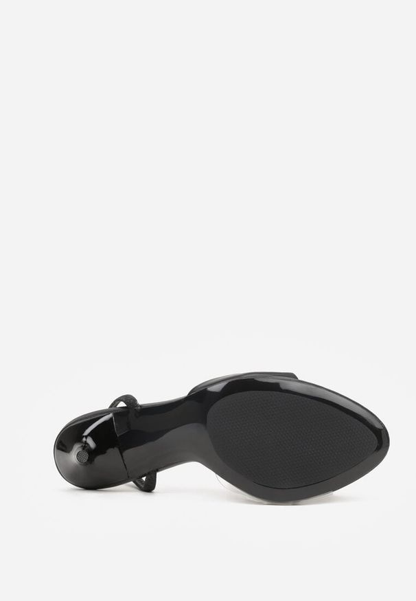 Renee - Czarne Sandały na Szpilce z Przezroczystymi Elementami Xilxaris. Okazja: na randkę. Kolor: czarny. Wzór: kwiaty. Sezon: lato. Obcas: na szpilce. Styl: elegancki, wizytowy. Wysokość obcasa: średni