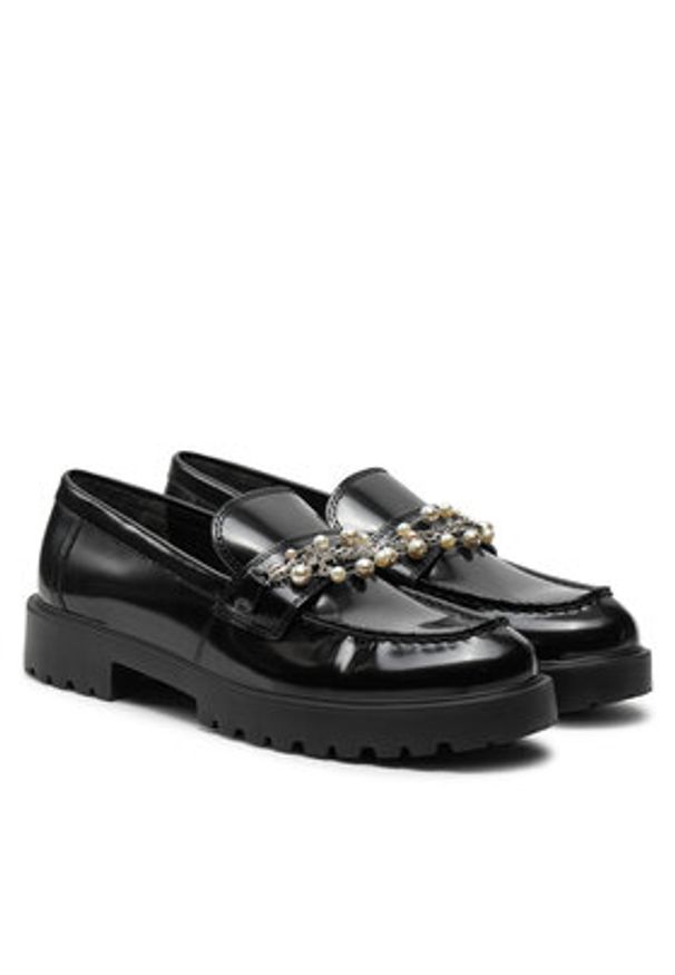 Tory Burch Lordsy Embellished Classic Lug Loafer 165828 Czarny. Kolor: czarny. Materiał: skóra