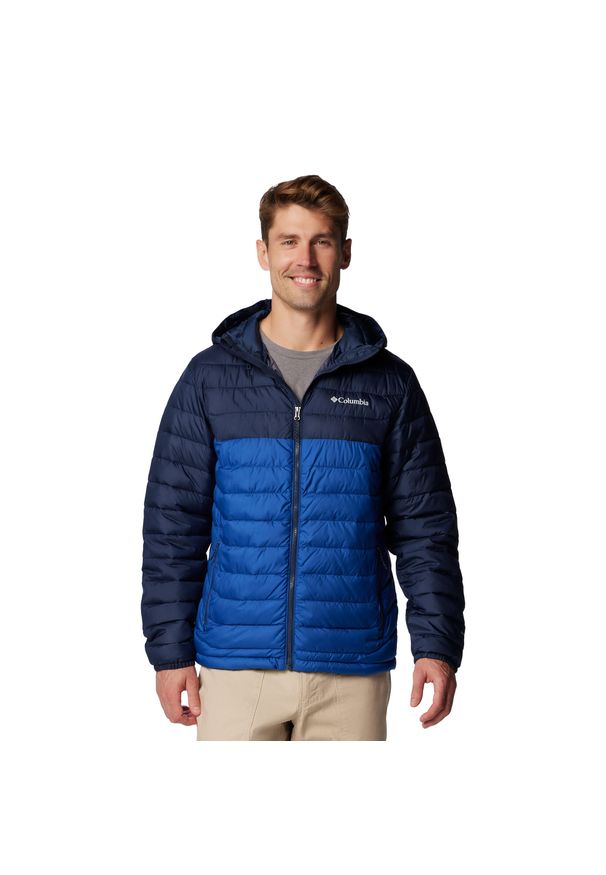 columbia - Kurtka puchowa męska Columbia Powder Lite II Hooded. Kolor: niebieski. Materiał: puch. Sport: turystyka piesza