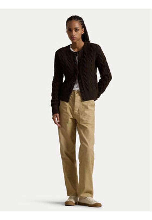 Polo Ralph Lauren Kardigan 211910443019 Brązowy Regular Fit. Typ kołnierza: polo. Kolor: brązowy. Materiał: wełna