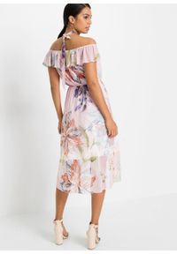 Sukienka siatkowa z nadrukiem bonprix bladoróżowy w kwiaty. Kolor: różowy. Wzór: nadruk, kwiaty #6