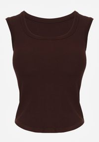 Renee - Brązowy Wiskozowy Top Dopasowany z Kwadratowym Dekoltem Bez Rękawów Bilincja. Okazja: na co dzień. Typ kołnierza: dekolt kwadratowy. Kolor: brązowy. Materiał: wiskoza. Długość rękawa: bez rękawów. Styl: casual #8