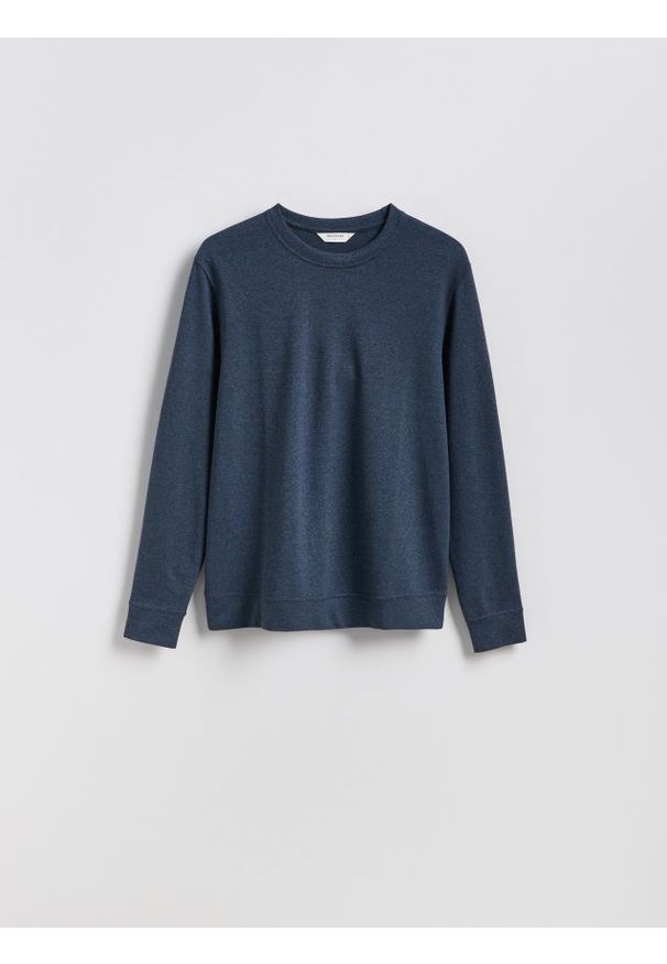Reserved - Longsleeve regular - granatowy. Kolor: niebieski. Materiał: bawełna, dzianina. Długość rękawa: długi rękaw