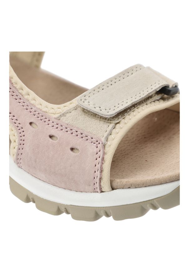 Sandały damskie Artiker, cholewka ze skóry naturalnej nubukowej regulowane paski z zapięciem na rzep, różowe, 58C1813. Zapięcie: rzepy. Kolor: różowy. Materiał: nubuk, skóra. Wzór: paski