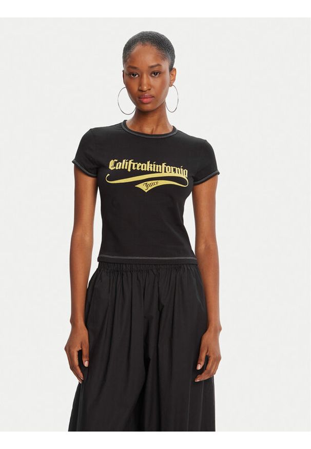 Juicy Couture T-Shirt JCNCT225460 Czarny Regular Fit. Kolor: czarny. Materiał: bawełna
