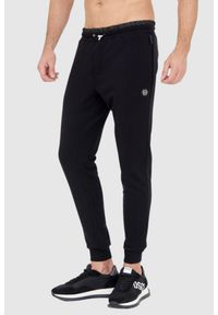 Philipp Plein - PHILIPP PLEIN Czarne spodnie dresowe męskie hexagon, Rozmiar L. Kolor: czarny. Materiał: dresówka. Sport: bieganie