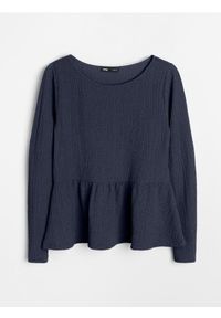 Sinsay - Bluzka z ozdobnymi falbanami - granatowy. Kolor: niebieski #1