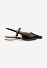 Renee - Czarne Sandały Vices Typu Slingback ze Skórzaną Wkładką i Metaliczną Ozdobą Milozi. Okazja: na co dzień. Zapięcie: sprzączka. Kolor: czarny. Materiał: skóra. Wzór: aplikacja. Sezon: lato. Styl: klasyczny, casual, elegancki