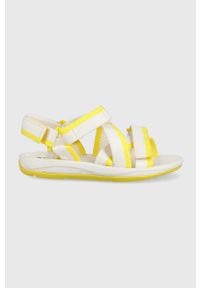 Camper sandały Match damskie kolor żółty. Zapięcie: rzepy. Kolor: żółty. Materiał: materiał, guma. Obcas: na obcasie. Wysokość obcasa: niski