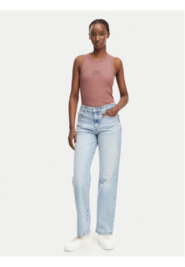 Calvin Klein Jeans Top LV047F239G Brązowy jasny Slim Fit. Kolor: brązowy. Materiał: bawełna