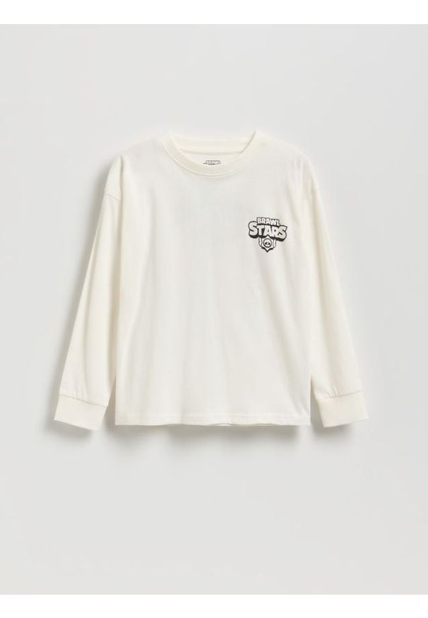 Reserved - Longsleeve Brawl Stars - złamana biel. Materiał: dzianina, bawełna. Długość rękawa: długi rękaw