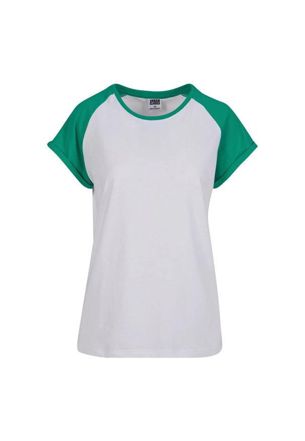 Urban Classics - T-shirt Damski Kontrastowy Raglanowy. Kolor: biały, wielokolorowy, zielony. Długość rękawa: raglanowy rękaw