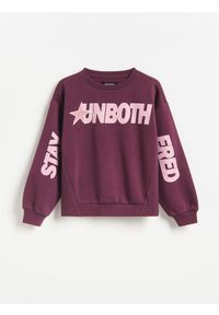 Reserved - Bluza z nadrukem - mahoniowy. Kolor: brązowy. Materiał: bawełna