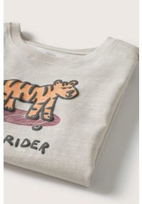 Mango Kids t-shirt bawełniany dziecięcy Wildy kolor szary z nadrukiem. Okazja: na co dzień. Kolor: szary. Materiał: bawełna. Wzór: nadruk. Styl: casual