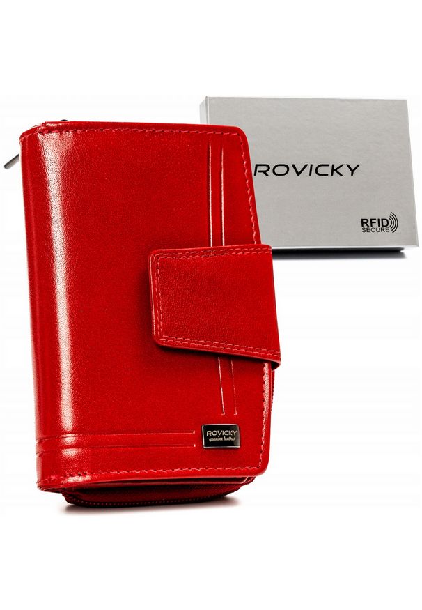 ROVICKY - Portfel damski Rovicky CPR-122-BAR czerwony. Kolor: czerwony. Materiał: skóra