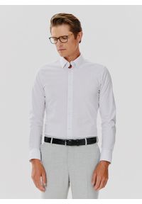 Pako Lorente - PAKO LORENTE – Biała koszula męska mikrowzór. Kolor: biały. Materiał: bawełna, elastan. Długość rękawa: długi rękaw. Długość: długie #4