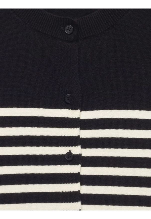 Big-Star - Kardigan damski w białe paski czarny Suzana 906. Okazja: na co dzień. Kolor: czarny. Materiał: wiskoza, jeans. Długość rękawa: krótki rękaw. Wzór: paski. Styl: klasyczny, casual