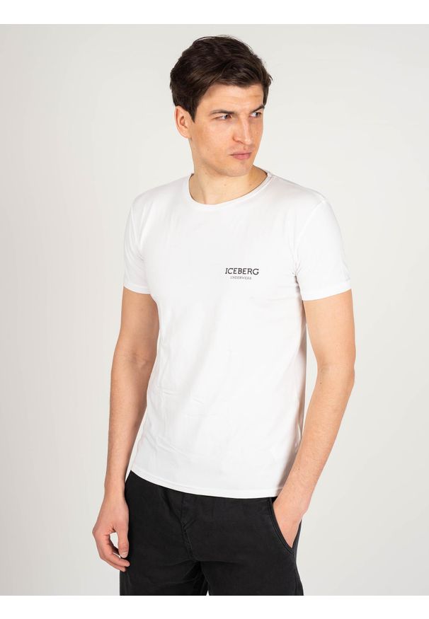 Iceberg T-shirt "C-neck" | ICE1UTS01 | Mężczyzna | Biały. Kolor: biały. Materiał: bawełna, elastan. Wzór: nadruk