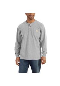 Koszulka bawełniana męska z długim rękawem Carhartt Pocket Henley L/S. Typ kołnierza: typu henley. Kolor: szary. Materiał: bawełna. Długość rękawa: długi rękaw. Długość: długie