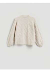Reserved - Sweter z domieszką wełny - beżowy. Kolor: beżowy. Materiał: wełna