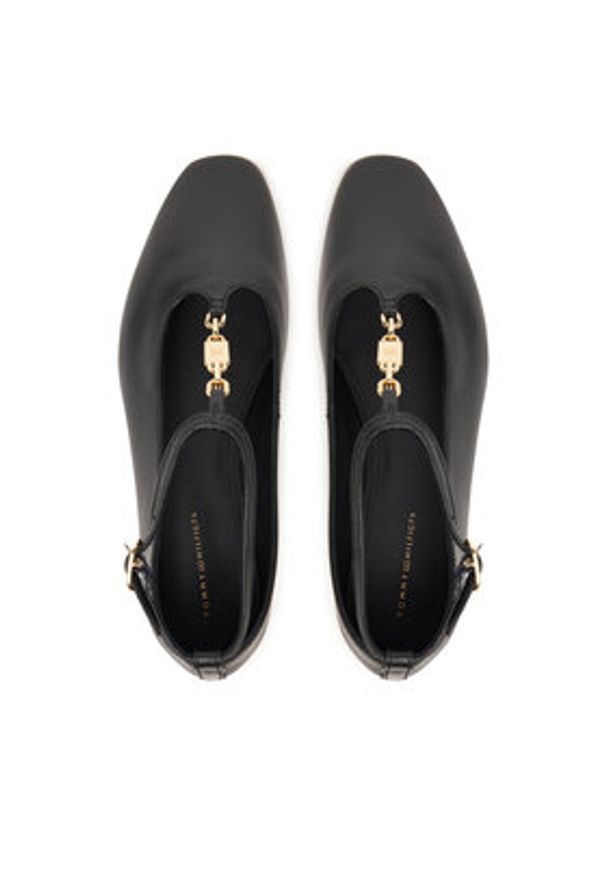 TOMMY HILFIGER - Tommy Hilfiger Baleriny Th-Bar Chain Ballet FW0FW09003 Czarny. Kolor: czarny. Materiał: skóra
