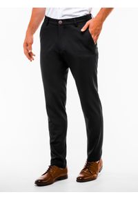 Ombre Clothing - Spodnie męskie chino P832 - czarne - M. Kolor: czarny. Materiał: tkanina, poliester, elastan, wiskoza. Styl: klasyczny, elegancki #4