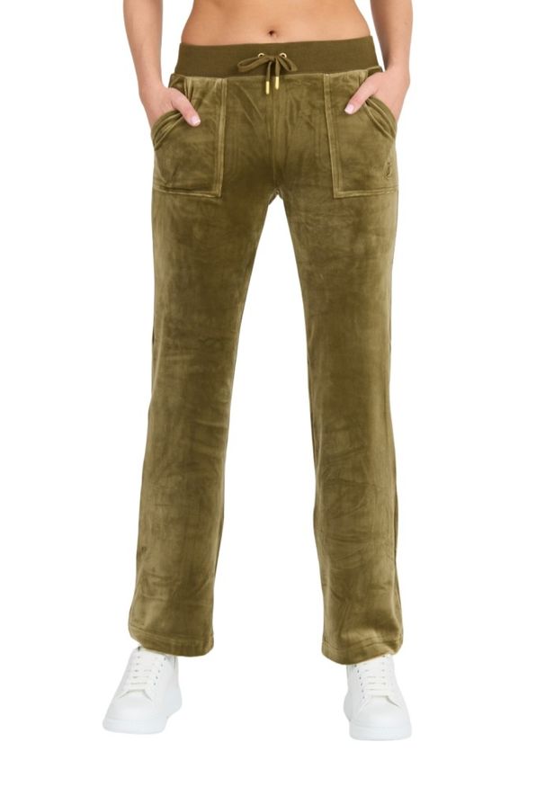 Juicy Couture - JUICY COUTURE Damskie zielone spodnie Del Ray Gold HW. Kolor: zielony. Materiał: materiał, poliester, elastan