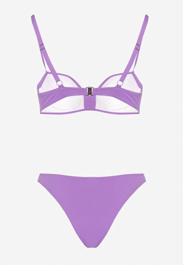 Born2be - Fioletowe Bikini Biustonosz i Majtki Figi z Cyrkoniowymi Zdobieniami Galivra. Kolor: fioletowy. Wzór: aplikacja