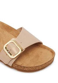 TOMMY HILFIGER - Tommy Hilfiger Klapki Cork Footbed Slip-On FW0FW09344 Beżowy. Kolor: beżowy. Materiał: skóra #6