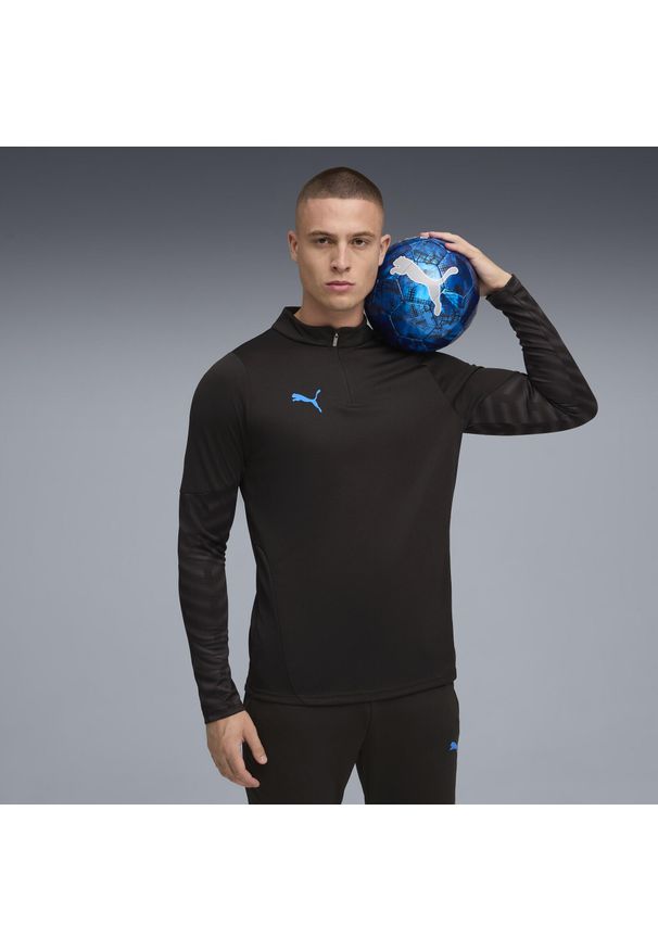 Puma - Męska bluza piłkarska individualCUP z zamkiem 1/4 PUMA. Kolor: niebieski, czarny, biały, wielokolorowy. Sport: piłka nożna
