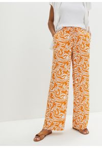 bonprix - Szerokie spodnie wzorzyste. Kolor: pomarańczowy