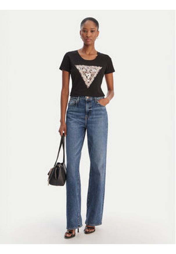 Guess T-Shirt W6RI32 J1314 Czarny Regular Fit. Kolor: czarny. Materiał: bawełna