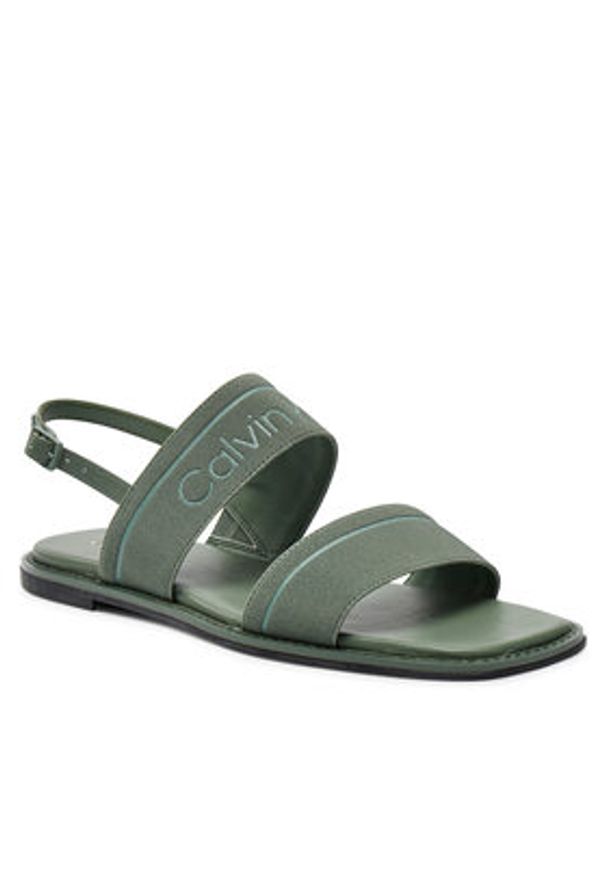 Calvin Klein Sandały Flat Sandal He HW0HW01990 Zielony. Kolor: zielony. Materiał: materiał