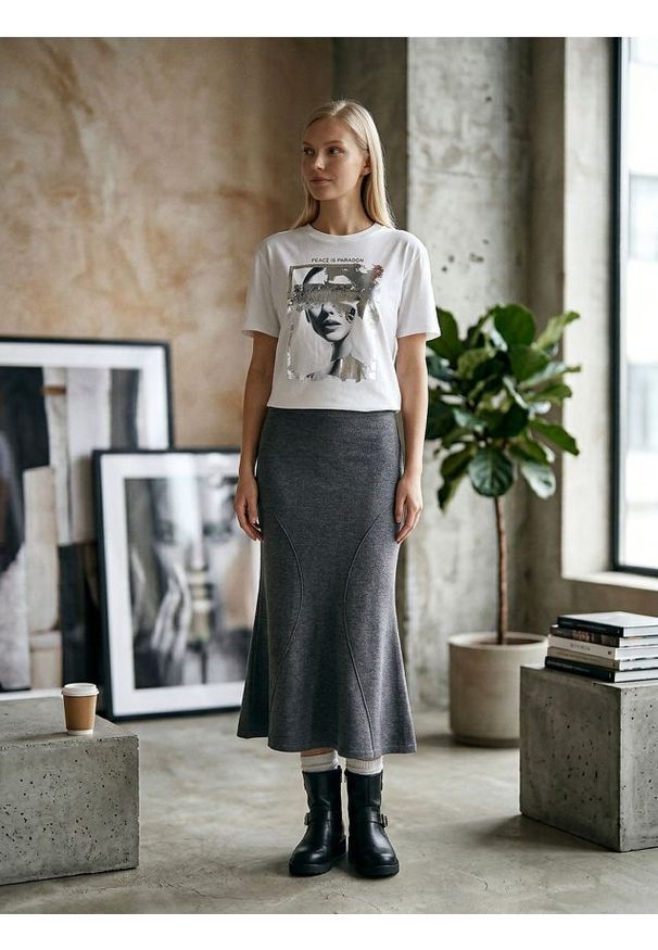 Sinsay - Spódnica - szary. Kolor: szary