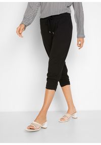 bonprix - Spodnie z dżerseju z mieszanki bawełny. Kolor: czarny. Materiał: jersey, bawełna. Styl: elegancki #1