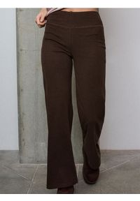 Sinsay - Ocieplane spodnie straight leg - brązowy. Kolor: brązowy #1