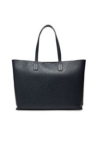 TOMMY HILFIGER - Tommy Hilfiger Torebka Th Distinct Tote Mono AW0AW17195 Granatowy. Kolor: niebieski. Materiał: skórzane