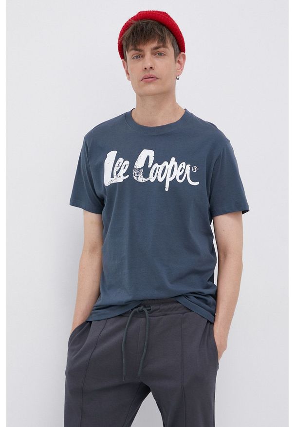 Lee Cooper T-shirt bawełniany kolor granatowy z nadrukiem. Okazja: na co dzień. Kolor: niebieski. Materiał: bawełna. Wzór: nadruk. Styl: casual